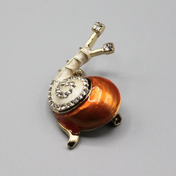 Snail pin brooch jewelry fashion gold tone crystals cute adorable animal new - Picture 9 of 11